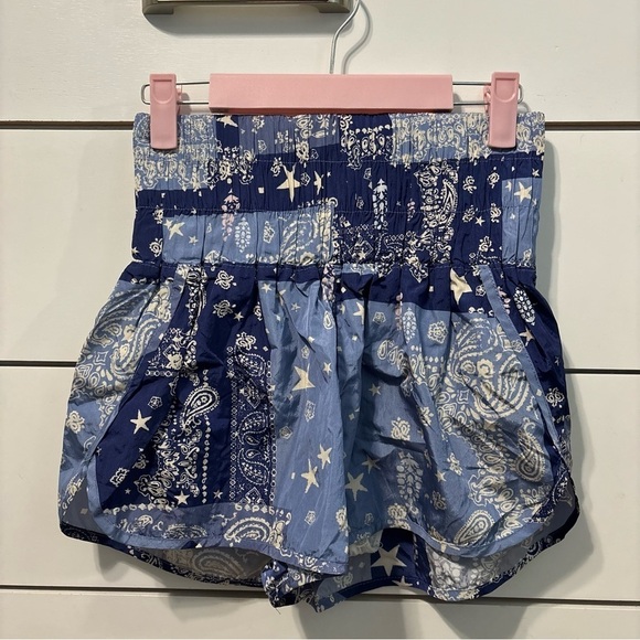 Free People Movement Blue Pattern The Way Home Shorts - Picture 2 of 7